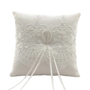 Handmade Cushion Embroidered Rings Bearer Pillow for Enchanting Wedding Ceremony - Picture 1 of 8