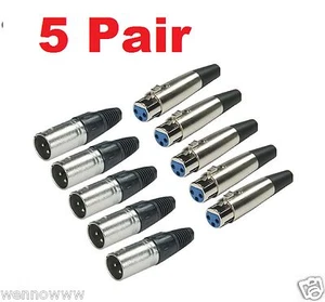 5 pares de adaptador de micrófono de audio XLR 3 pines conector macho/hembra - Imagen 1 de 1