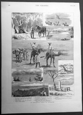 1891 The Graphic Antique Print To Various Australian Explorers Burke Ayers Poole • 26.99£