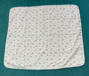 Old Navy 2007 Blue Cotton Flannel Fox Baby Blanket Tree Swaddle Approx. 41"x38" - Picture 1 of 5