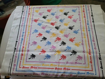 Lot of 2 - Palm Trees Ocean Drive Fabric Panel - Each Half  17 x 20" - Image 1 of 2