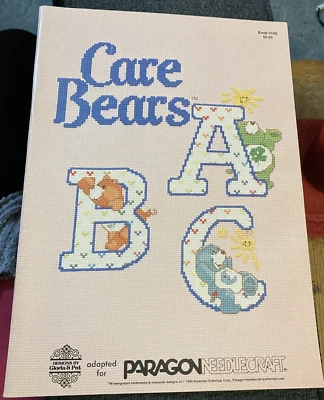 Vtg Rare Designs by Glorai & Pat Care Bears ABC Cross Stitch pattern '85 BK 5109 - Image 1 of 4