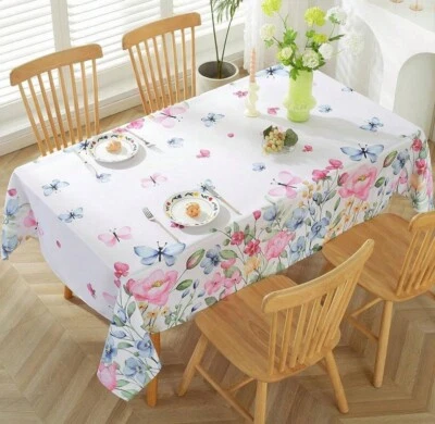 Spring Butterfly Square Tablecloth Colored  Cluster Band Table Cloth Skirt - Image 1 of 4