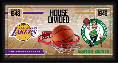 Boston Celtics vs Los Angeles Lakers Framed 10x20 House Divided Collage Cover