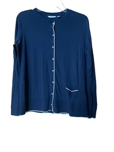 Lady Hagen Refresh Collection Lightweight Cardigan Sweater Medium Travel Navy - Picture 1 of 8