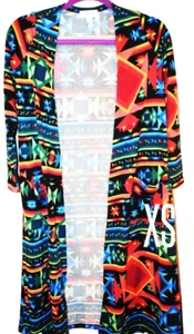 Nuevo con etiquetas Cárdigan para mujer LuLaRoe Sarah XS manga larga amarillo azul rojo verde bolsillos - Imagen 1 de 1