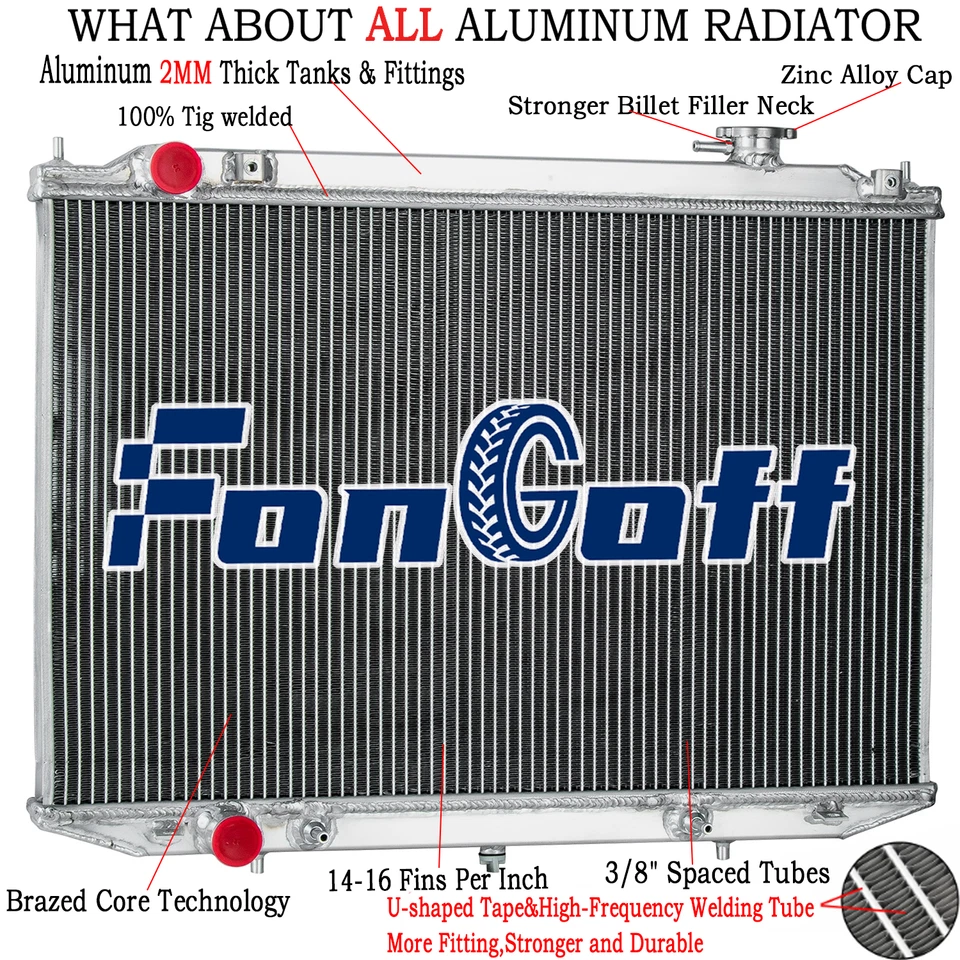 3Row Aluminium Radiator For Navara D22 2.5L YD25 4cyl Turbo Diesel 2007-2023 AT - image 1 of 4