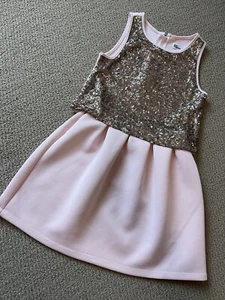 Girls Epic Threads Pink Dress Gold Sequins Exposed Zipper Macys Sz S 7-8 - Picture 1 of 6