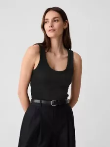 Gap Soft Ribbed Scoopneck Tank Top Black OR White NEW XS-XL - Picture 1 of 12