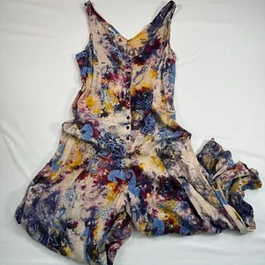 OK Mike Sleeveless Wide Leg Button Up Jumpsuit Womens One Size Multicolor - Picture 1 of 11