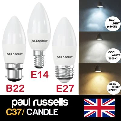 PAUL RUSSELLS 6/12 x E14 E27 B22 3W 5W 7W Warm/Day White SMD LED Candle Chandelier Light Bulb