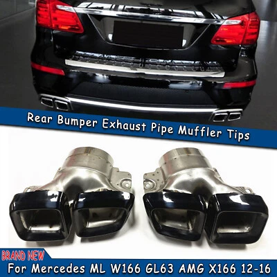 Punta silenciadora tubo de escape negro 2 piezas para Mercedes ML W166 GL63 AMG X166 2012-2016 Foto 1 de 4
