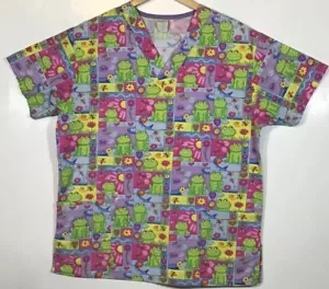 Top de mujer Ranas y flores talla S pequeña rana primavera rosa verde brillante - Imagen 1 de 4