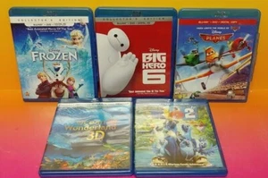 Blu-Ray Lot 5 Disney Big Hero 6 Rio 2 Planes Frozen Ocean Wonderland 3D - Picture 1 of 1