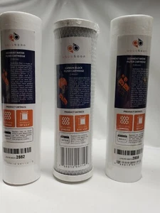 Aquaboon 2.5" x 10" Replacement Water Filters, 1 Carbon & 2 Sediment New Sealed - Picture 1 of 5