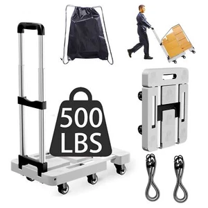 Folding Hand Truck, Foldable Cart for 500 lbs Heavy Luggage, Hand Truck Dolly... - Picture 1 of 7