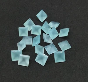 Aqua Chalcedony Faceted Square Cut 8x8 MM Calibrated Size Loose Gemstone E - Picture 1 of 6