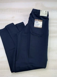 Haggar No Iron Khaki Pleat Classic Fit Blue Stretch Dress Pants Mens 36x34-12392 - Picture 1 of 5