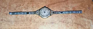 Antique Elsmere Ladies Art Deco Wristwatch Intricate RGP w/ Blue Stones AS IS - Picture 1 of 12