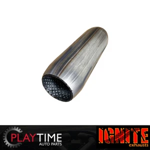 Hotdog Muffler Perforated 2.5" In & Out 12" Long With Glass Packing SS - Picture 1 of 2