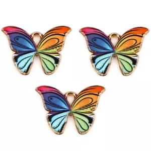 Bunte Schmetterling Charms - Verzierungen - Shellys Knöpfe - Basteln Schmuck - Bild 1 von 2