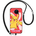 Pikachu Pokemon Personalised Name Adjustable Neck Strap TPU Gel Back Case Cover