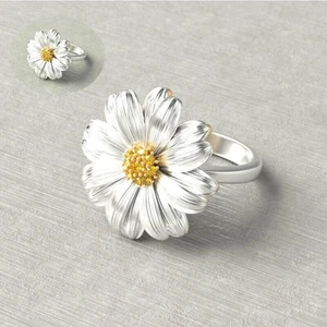 SilverDaisy Flower Ring Women Women Jewelry Size 6-10 Fashion Ring Wedding - Picture 1 of 12