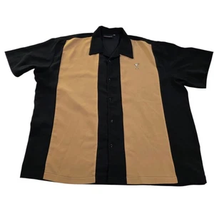 Steady Clothing Mens Shirt Martini Drink Logo XXL Black Tan Hawaiian Bowling - Picture 1 of 10