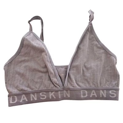 Sutiã Danskin Intimates Feminino Tamanho M Decote V Bralette Cinza Roxo com nervuras - Imagem 1 de 4