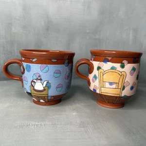 2 Kathryn Berd Seattle Studio Art Pottery Mugs 1986 Vintage Redware *CHIPPED!* - Picture 1 of 21