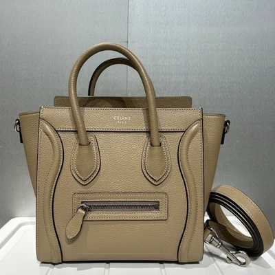 Bolso de Hombro Celine Equipaje Nano Cuero Beige Foto 1 de 4