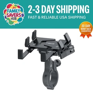 Luxury Aluminum Bike Phone Mount Holder with 360° Rotation for 4.5-7” Phones - Picture 1 of 9