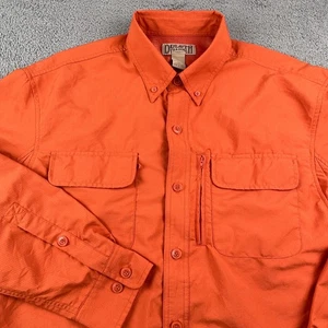 Duluth Trading Co Shirt Mens Large Orange Coolplus Action Fishing Vented Pockets - Picture 1 of 11