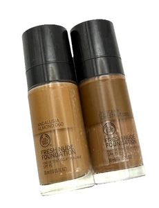 The Body Shop Fresh Nude Foundation Tuscany Chestnut 080 & Andalusia Almond 060 - Picture 1 of 16