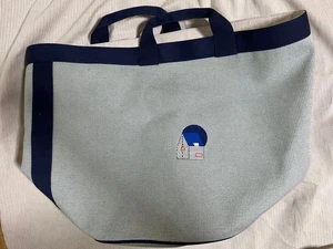 HERMES Korb Cabas Tasche Beuteltasche Baumwolle Toile H Canvas House Logo Navy Hellblau - Bild 1 von 24