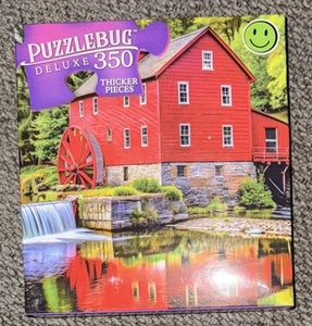 Puzzlebug Deluxe 350 piece Jigsaw Puzzle “Beautiful Red Mill By The River” New - Picture 1 of 5