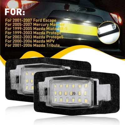 Para Escape Ford Mazda Tribute Miata MPV Completo Blanco LED Luz de matrícula E Foto 1 de 4