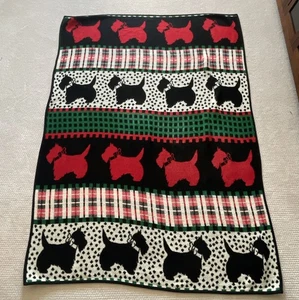 San Marcos Scotty Dog Blanket Reversible Cozy Soft Throw Westie Terrier Holiday - Picture 1 of 5