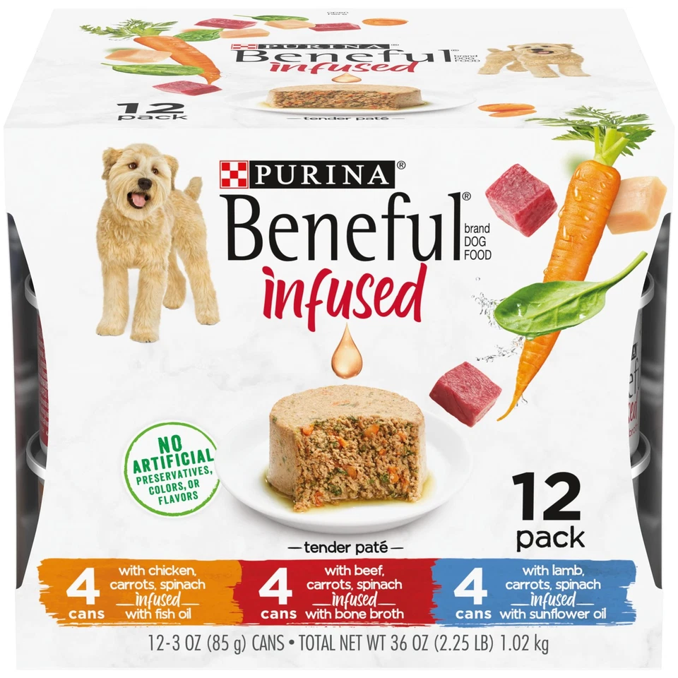 Purina Beneful Paté Comida Húmeda para Perros Paquete Variedad 24 Latas Carne Real Foto 1 de 4