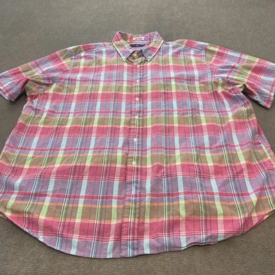 Ralph Lauren Shirt Men 2XB Pink Plaid Indian Madras 2XL XXL 2X Big Preppy Pony - Image 1 of 4