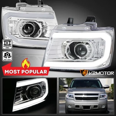 Fits 2007-2013 Chevy Avalanche Tahoe Suburban LED DRL Projector Headlights 07-13 - Image 1 of 4