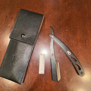 Beard Club Straight Edge Razor With Black Leather Case & Replacement Blade - Picture 1 of 5