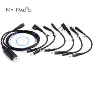 6 in 1 USB Programming Cable Adapter & CD for Kenwood Motorola Baofeng HYT iCOM - Picture 1 of 15