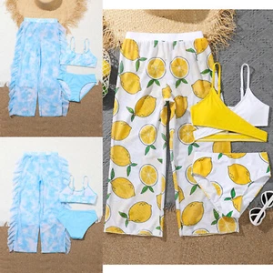 Kids Girls Swimsuit Pool Party Bikini Set With Mesh Pants Swimming Seaside - Picture 1 of 30