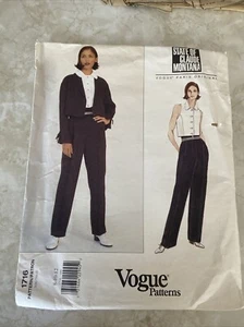 Vogue 1716 Muster Jacke, Top, Hose, Größe 8-12 Claude Montana 1996 - Bild 1 von 4