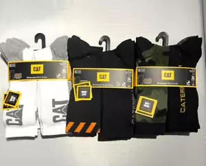 CATERPILLAR “CAT” 6 PK MENS BLACK BOOT SOCKS MID-WEIGHT Anti-Odor Sz 8-12 NWT - Picture 1 of 5