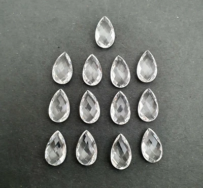 Lote de 13 piedras preciosas de cuarzo de cristal de roca natural corte pera 12*20 mm 126 CT Foto 1 de 3