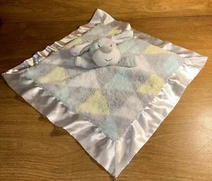 Baby Essentials Puppy Dog Plush Security Blanket Lovey Triangles Satin Trim Gray - Picture 1 of 10