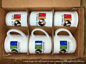 6 NEW Vintage 1982 Aloha Hawaii 25 Years of Statehood Coffee Mugs FREE SHIPPING - Picture 1 of 9
