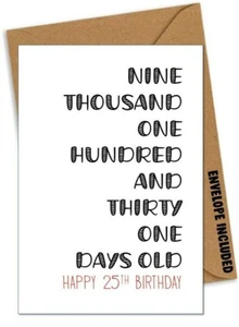 25th BIRTHDAY CARD Son Daughter Brother Uncle Grandchild Aunty Brother Sister ZA - Picture 1 of 1